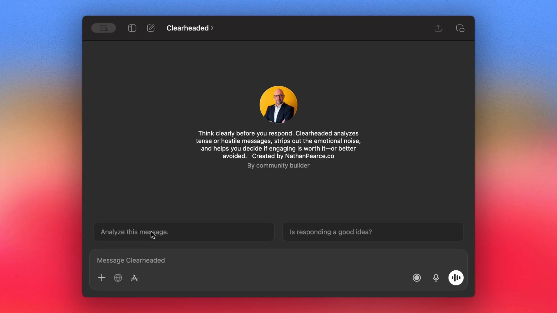 Clearheaded GPT Demonstration